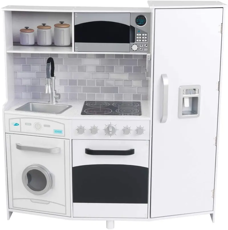 Kidkraft Large White Wooden Play Kitchen – Light & Sound Features Included 1
