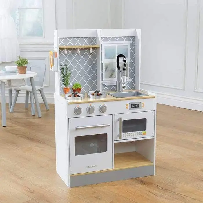 Kidkraft Let’S Cook Wooden Play Kitchen – Compact Pretend Cooking Center 1