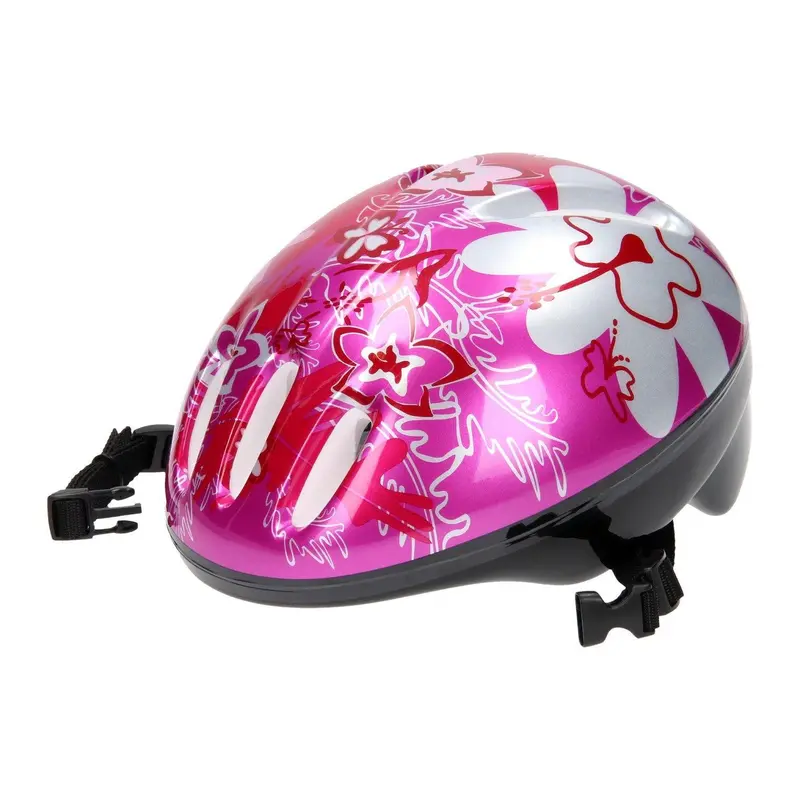 Kids' Bike Helmet – Pink And Silver Floral Design, Size 50–54 Cm 1