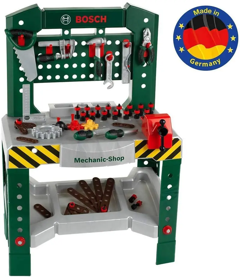 Klein 8574 Bosch Kids Workbench Set – 77-Piece Pretend Play Tool Kit 1