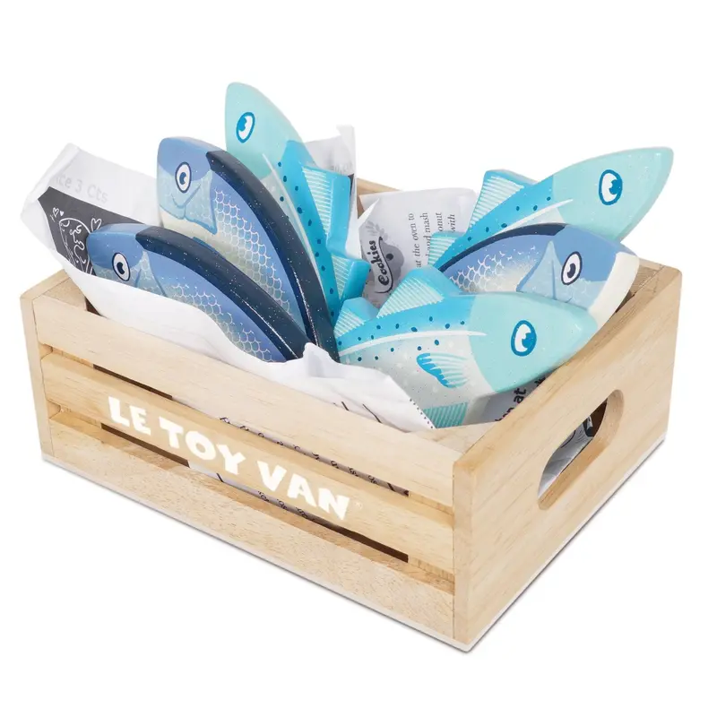 Le Toy Van Fresh Fish Market Crate – Eco-Friendly Wooden Grocery Toy 1