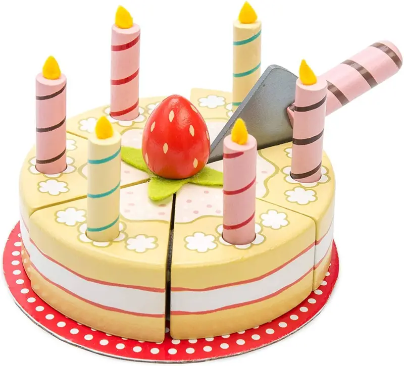 Le Toy Van Honeybake Vanilla Birthday Cake – Wooden Pretend Play Set 1