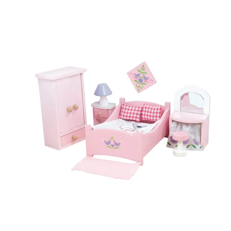 Le Toy Van Sugarplum Bedroom Playset For Dollhouses – Wooden Furniture Set 1