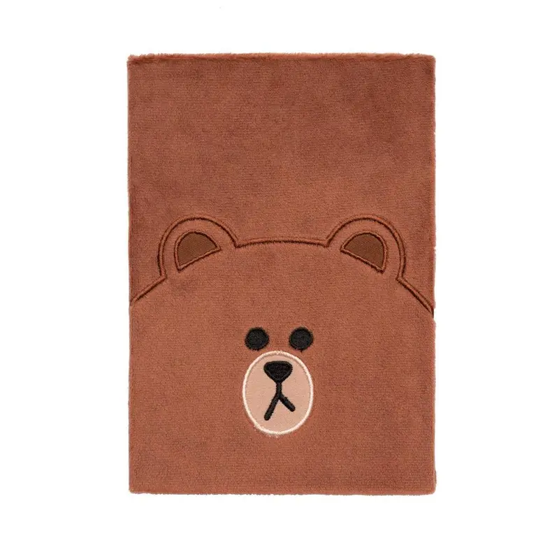 Line Friends A5 Plush-Finish Notebook – Brown Textured Cover 1