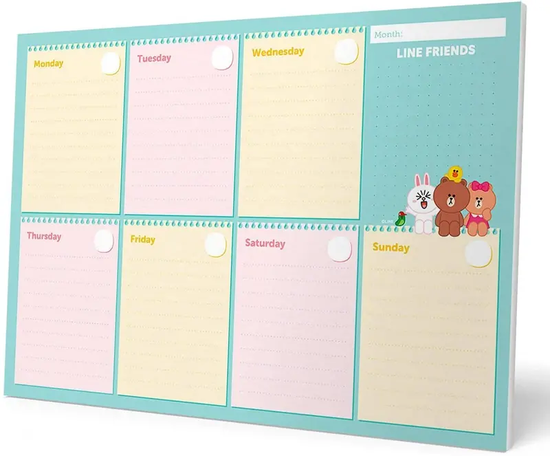 Line Friends Weekly Planner – A4 Layout 1