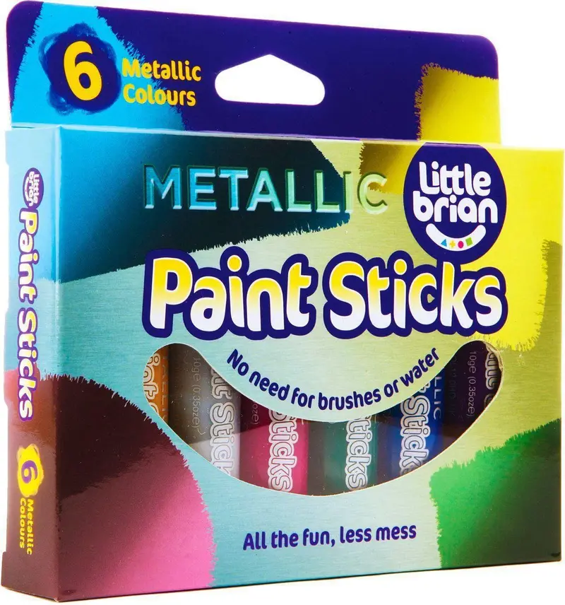 Little Brian Metallic Paint Sticks – 6-Color Shiny Art Supply Kit 1