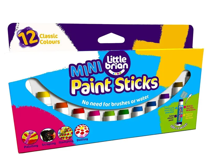 Little Brian Mini Paint Sticks – 12-Count Assorted Colors 1