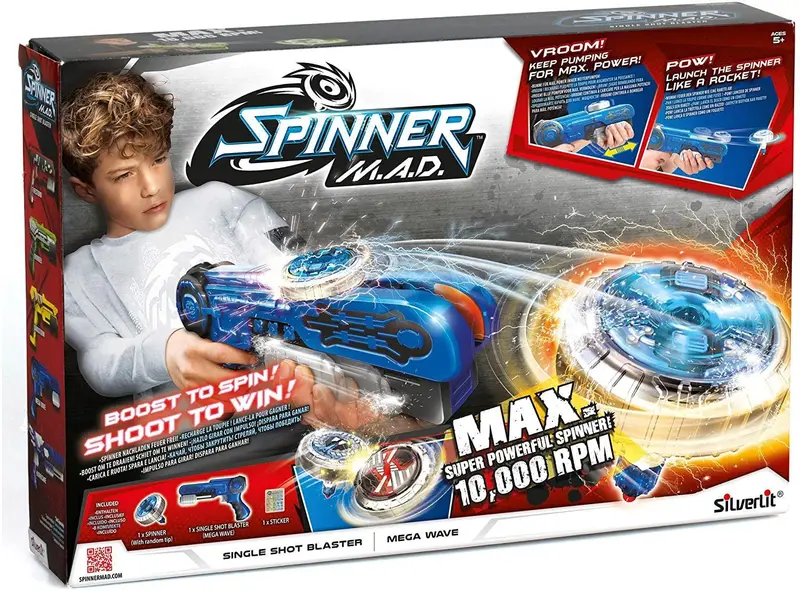 M.A.D. Single-Shot Spinner Blaster – Blue Action Toy 1