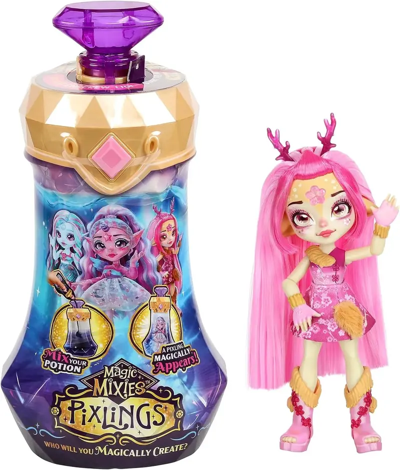Magic Mixies Pixlings Deerlee – Pink Enchanted Forest Character Toy 1