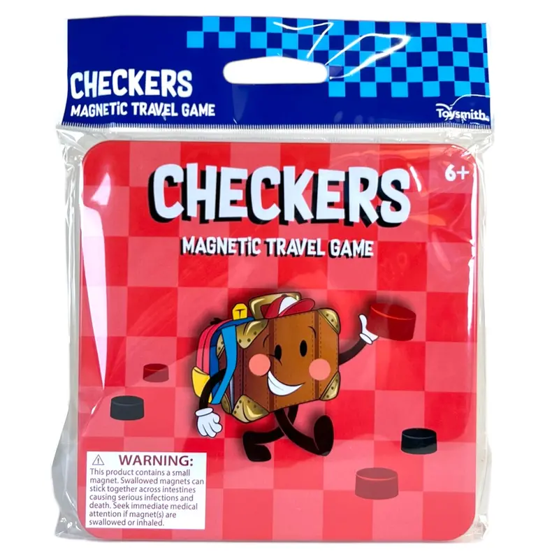 Magnetic Checkers Board Game – Compact Travel Version By On The Way Games 1