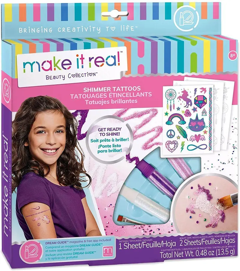 Make It Real Shimmer Temporary Tattoos – Glitter-Finish Designs For Kids 1