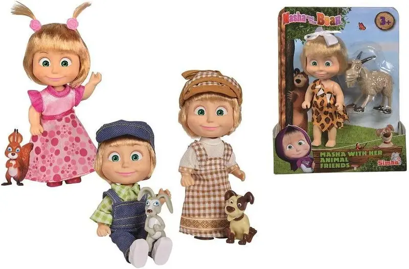 Masha And The Bear Mini Doll – 12 Cm Masha Figure With Puppy Accessory (Assorted) 1