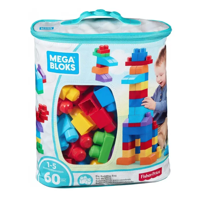 Mega Bloks Blue 60-Piece Construction Set With Storage Bag 1