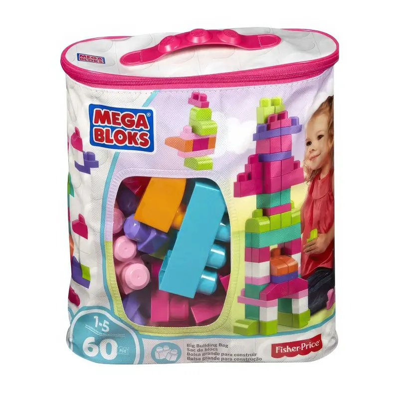 Mega Bloks Pink 60-Piece Building Set With Carry Bag 1
