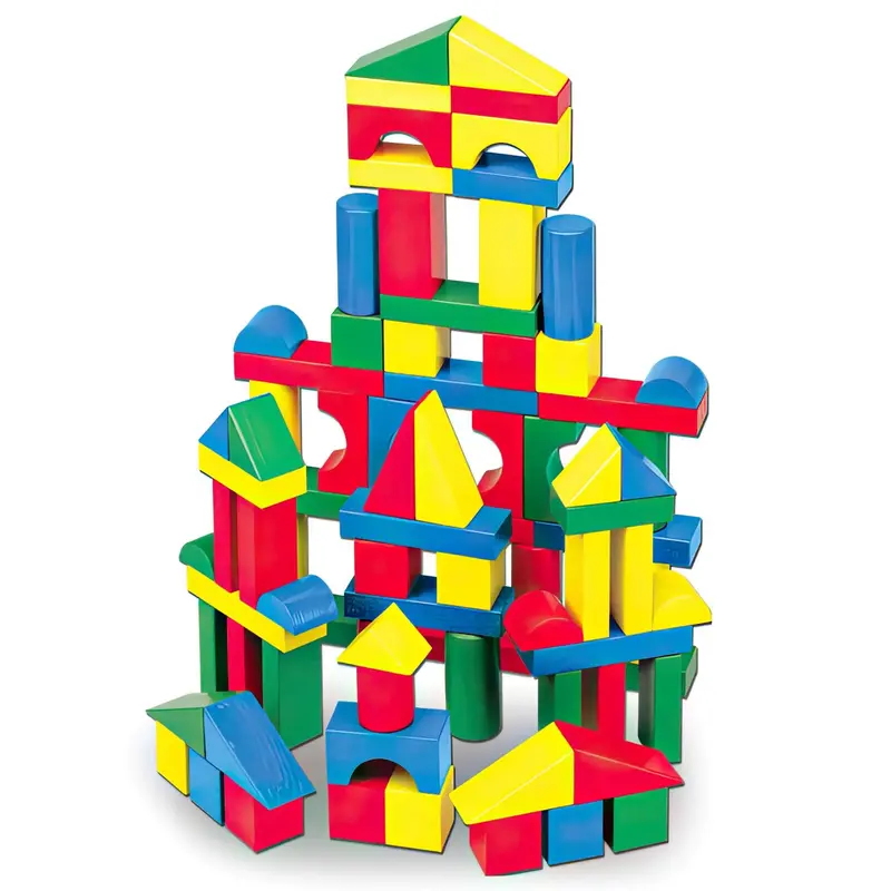 Melissa & Doug 100-Piece Wooden Building Block Set For Creative Construction 1