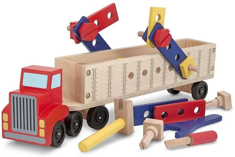 Melissa & Doug Big Rig Truck Wooden Building Set – Chunky Construction Toy 1