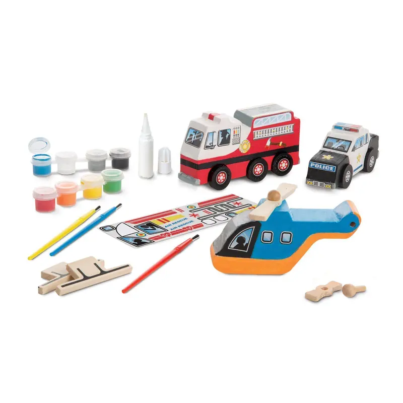 Melissa & Doug Created By Me! Rescue Vehicles Wooden Craft Kit For Young Artists 1