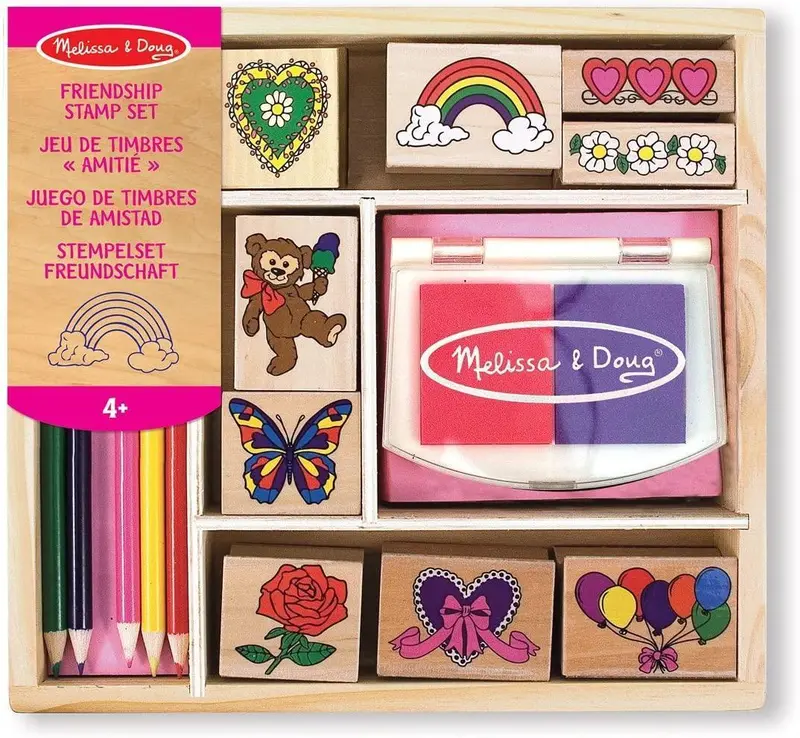 Melissa & Doug Friendship-Themed Wooden Stamp Set For Creative Storytelling 1