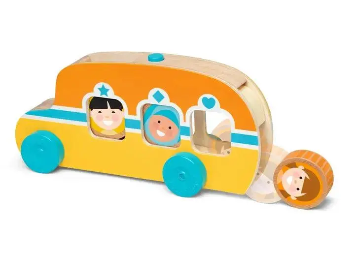 Melissa & Doug Go Tots Roll & Ride Bus – Wooden Push-Along Toy Vehicle 1