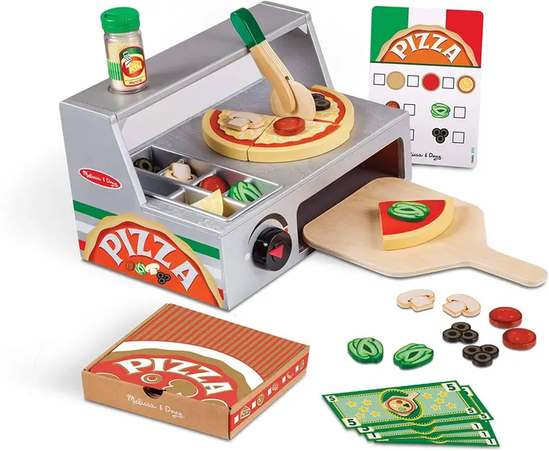 Melissa & Doug Pizza Counter Pretend Play Set With Topping Accessories 1
