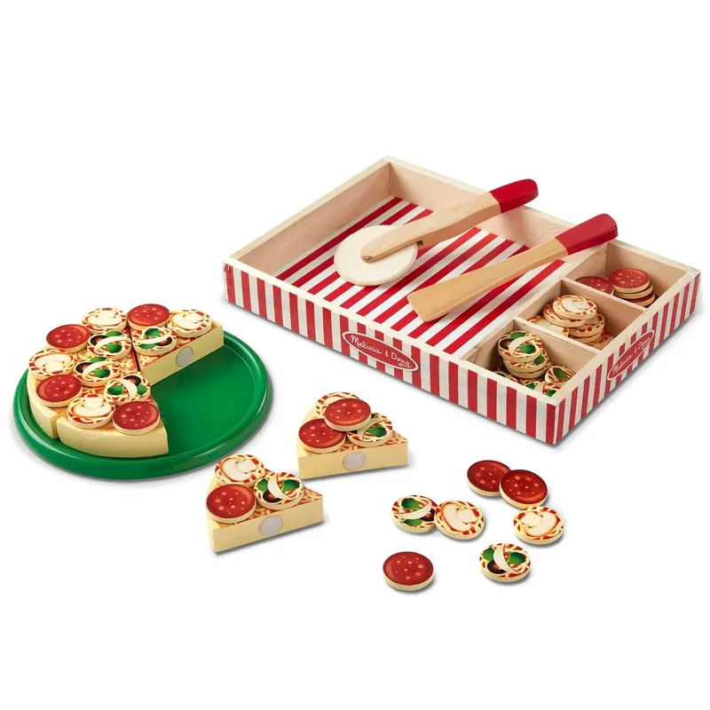 Melissa & Doug Pizza Party Wooden Play Food Set – Classic Pretend Cooking Toy 1