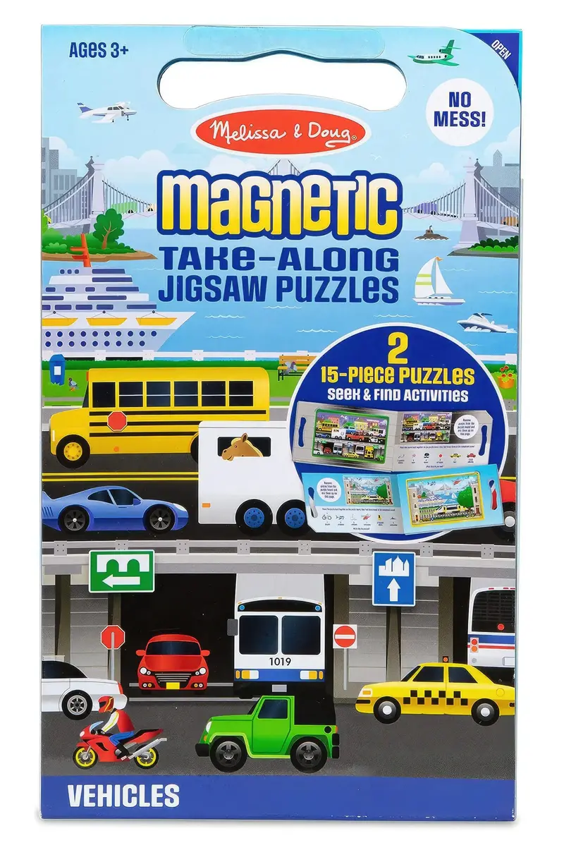Melissa & Doug Travel-Friendly Magnetic Jigsaw Puzzles - Vehicles Theme 1