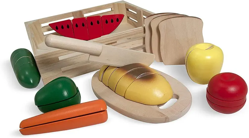 Melissa & Doug Wooden Cutting Food Set – Pretend Play Kitchen Toy 1