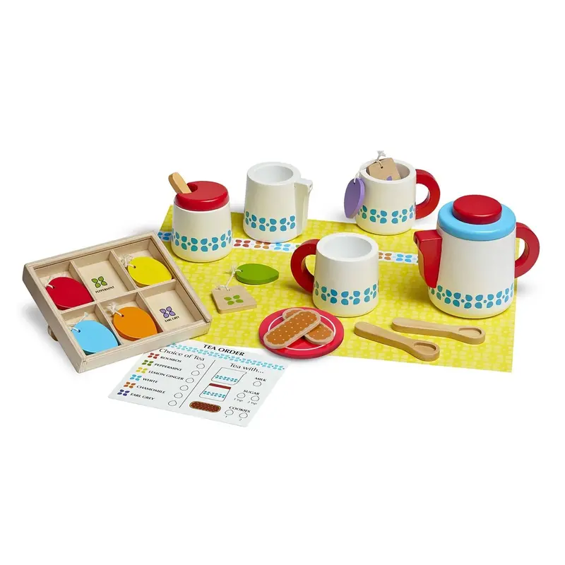 Melissa & Doug Wooden Steep & Serve Tea Set For Pretend Play 1