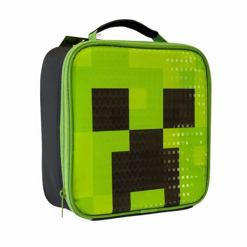 Minecraft Cubic Creeper Pattern Lunch Tote – Lightweight Thermal Bag 1