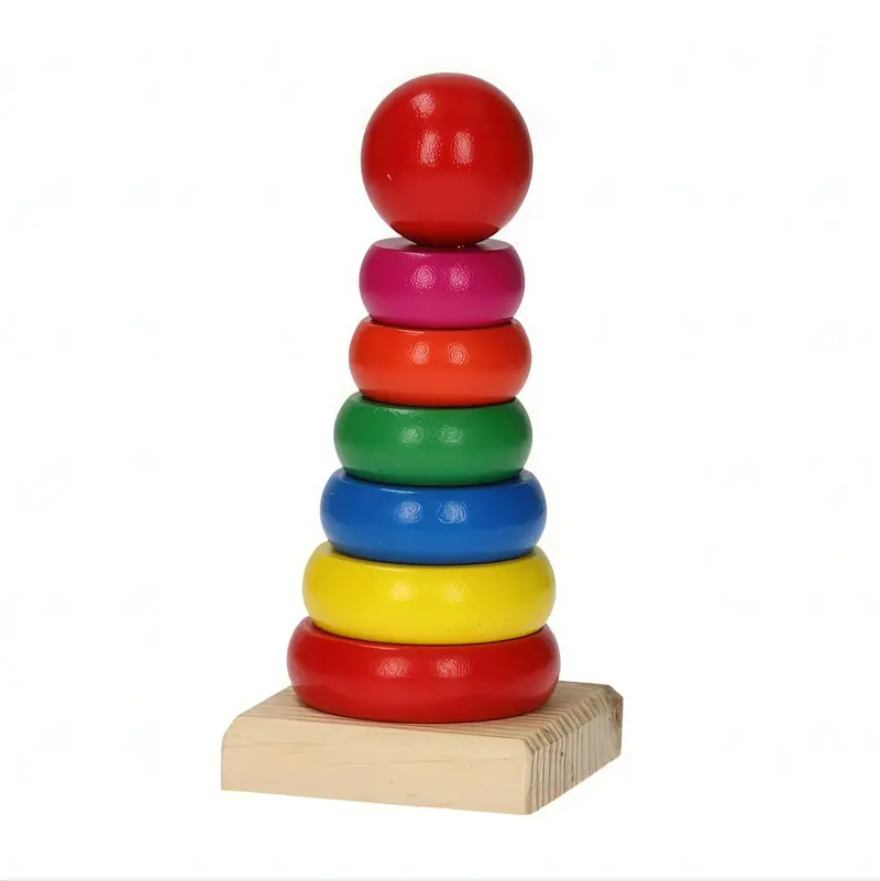 Natural Wooden Stacking Tower – Montessori Learning Toy 1