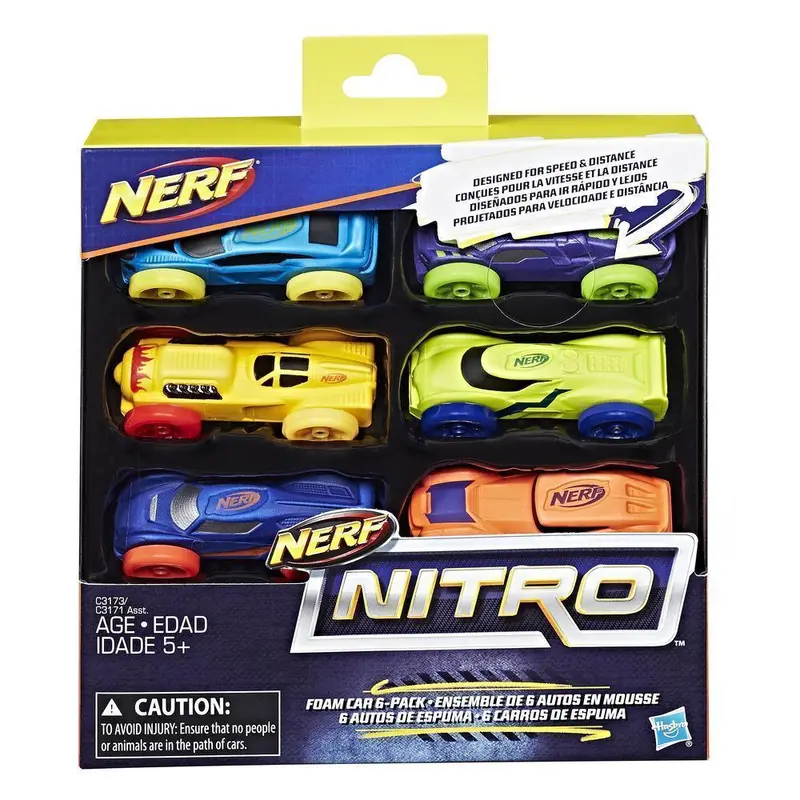 Nerf Nitro C3173 Foam Racing Cars (6-Pack, Different Styles) 1