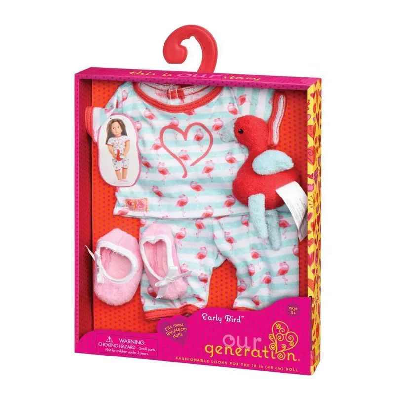 Our Generation Early Bird Flamingo Pajama Outfit For 18-Inch Dolls 1