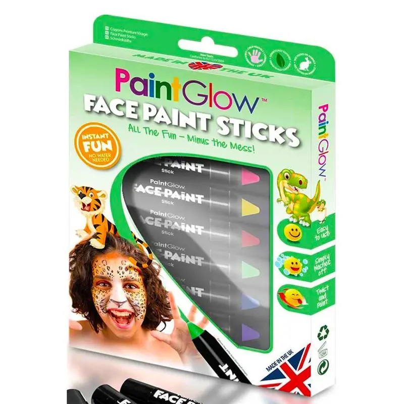 Paint Glow Animal Kingdom Face Paint Sticks – Non-Toxic Glow-In-The-Dark Set 1