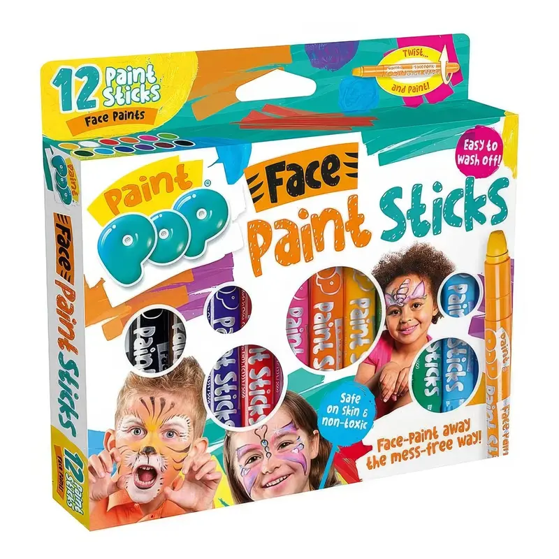 Paint Pop Face Painting Stick Set – 12-Color Assortment For Kids 1