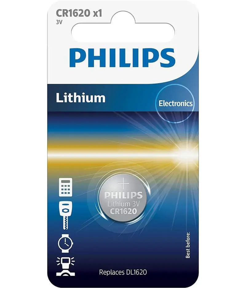 Philips Cr1620 Lithium 3V Button Cell Battery – Long-Lasting Power For Small Electronics 1