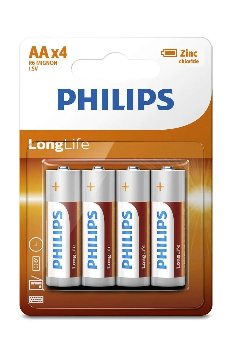 Philips Zinc Long-Life Aa Batteries (1.5V) – 4-Count Pack 1