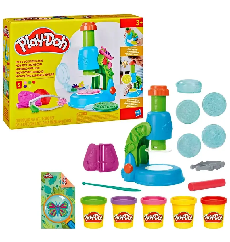 Play-Doh Light & Look Microscope Toy – Illuminated Discovery Science Set 1