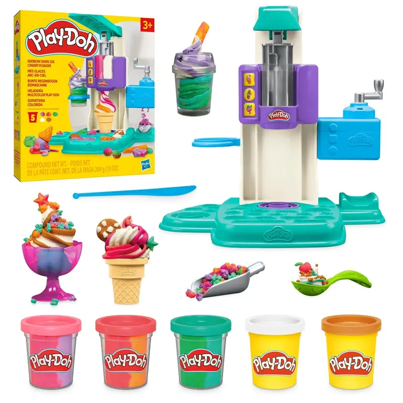 Play-Doh Rainbow Swirl Ice Cream Playset – Colorful Dessert-Themed Modeling Fun 1