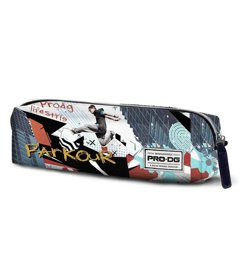Prodg Parkour-Themed Square Pencil Case – Multi-Color Design 1