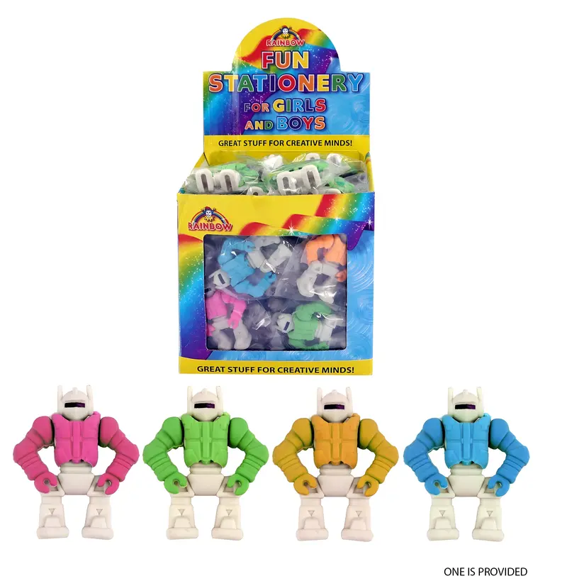 Robot-Shaped Eraser – 55Mm, Multi-Design Pack 1