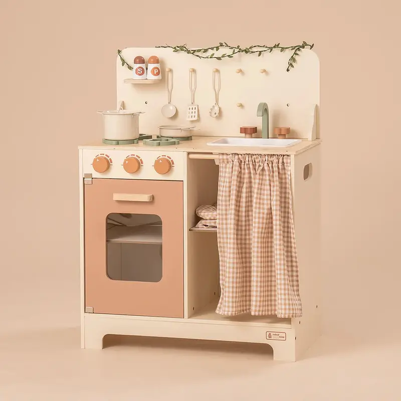 Robud Rustic-Finish Wooden Play Kitchen For Imaginative Play 1