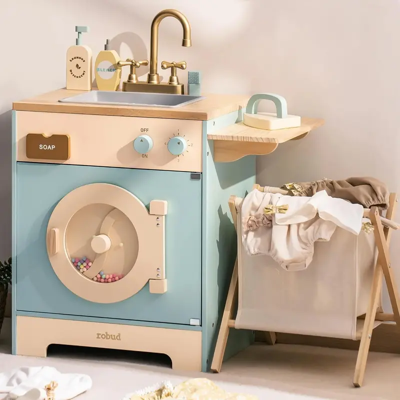 Robud Wooden Washing Machine Pretend Play Set 1