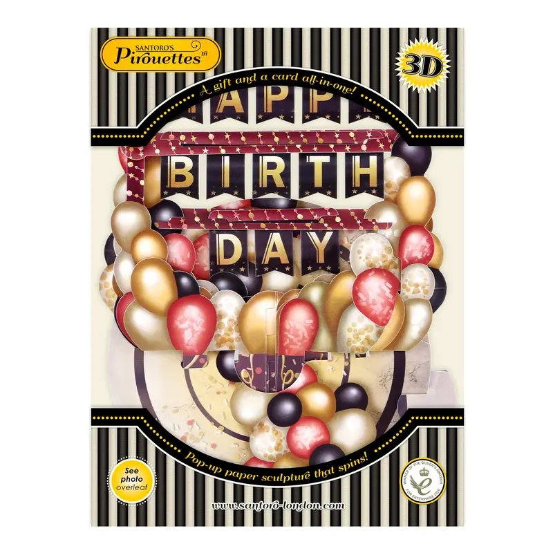 Santoro Pirouette Birthday Balloons Greeting Card 1