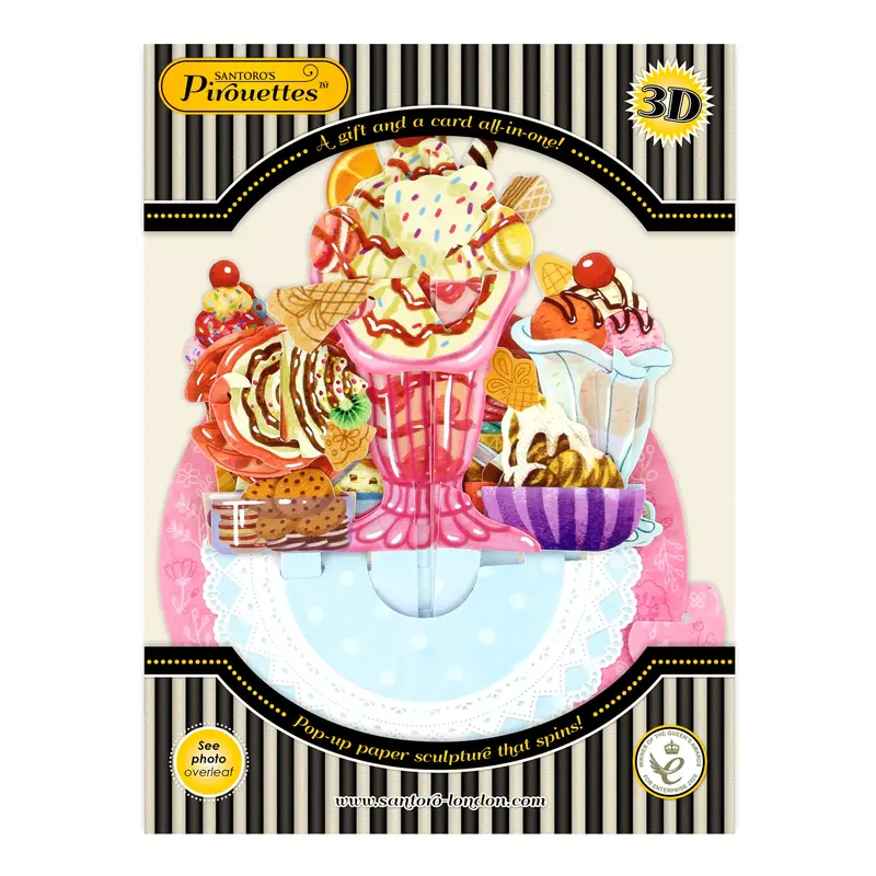 Santoro Pirouette Ice Cream Sundaes Animated Card 1