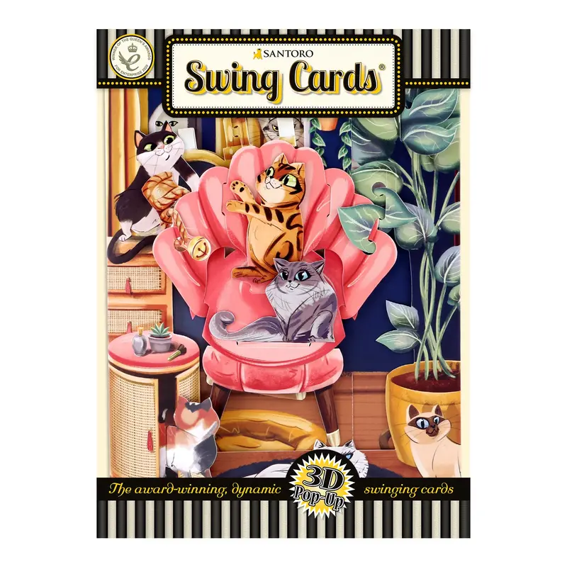 Santoro Swing Lounging Cats Greeting Card 1