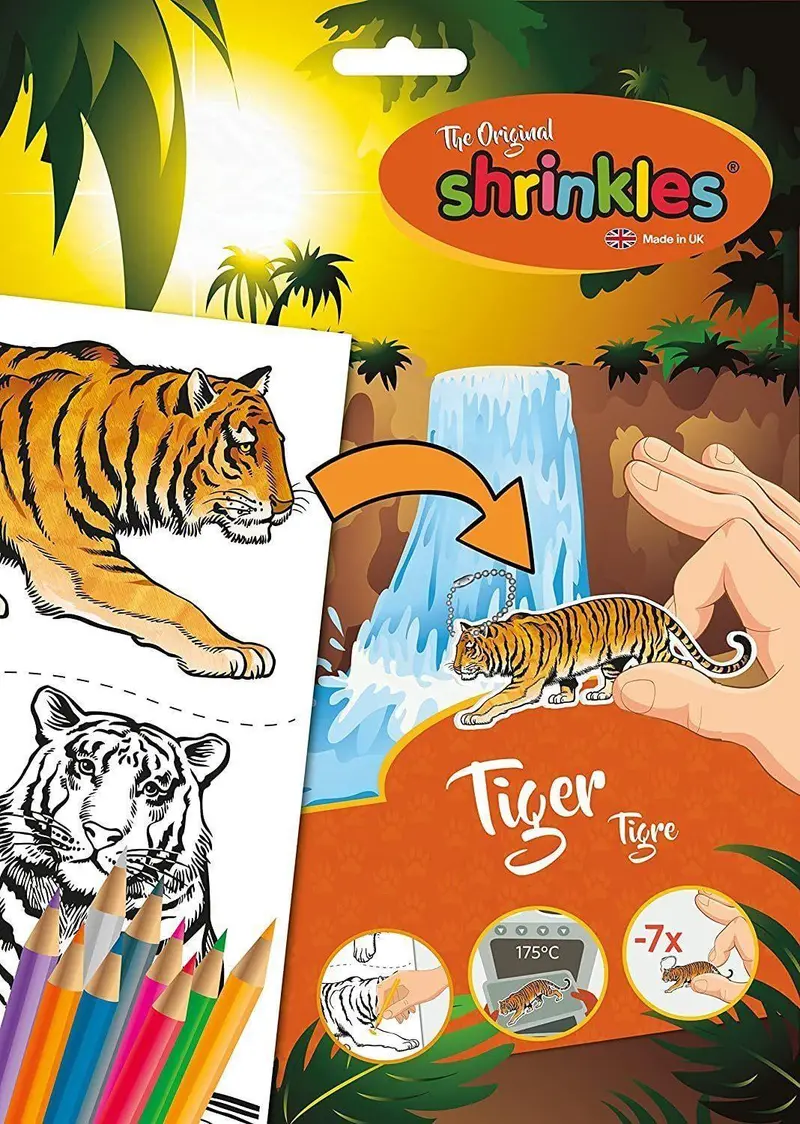 Shrinkles Tiger Craft Kit – Wz063 Customizable Shrink-Plastic Animal Set 1