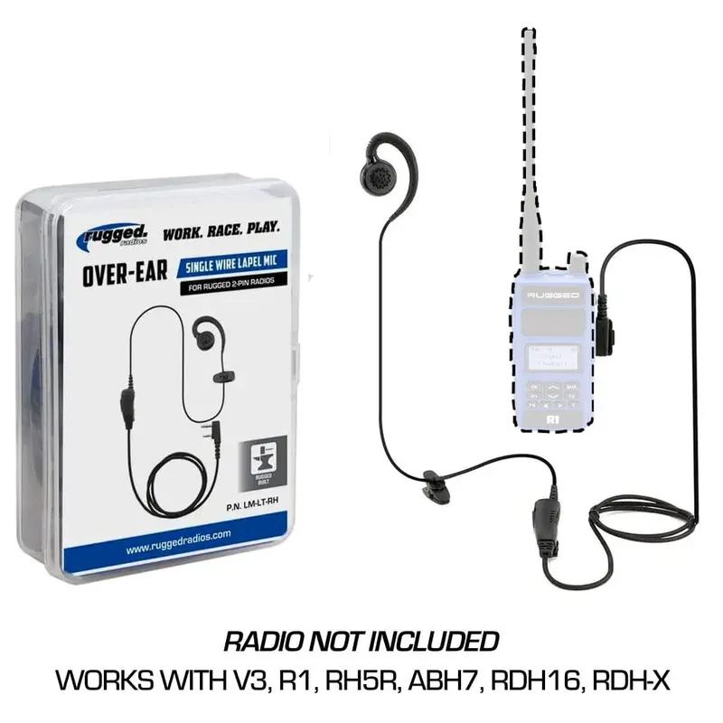 Single-Ear Lapel Microphone With Rugged Ear Hook For Handheld Radios 1