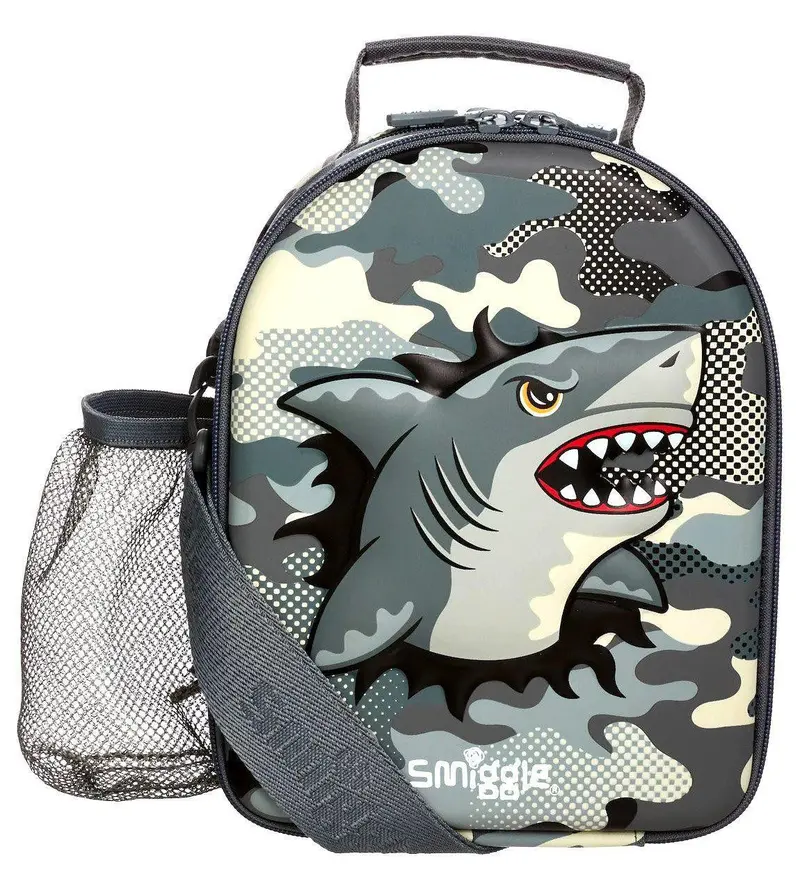 Smiggle Budz Grey Shark Hardtop Lunch Box – Includes Carry Strap 1