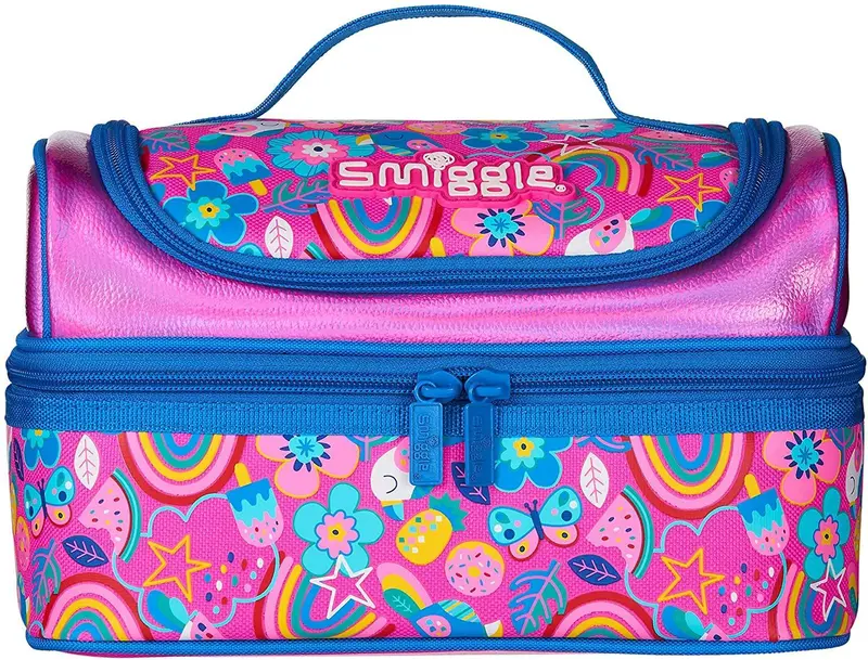 Smiggle Flow Double-Decker Lunchbox – Pink Design 1