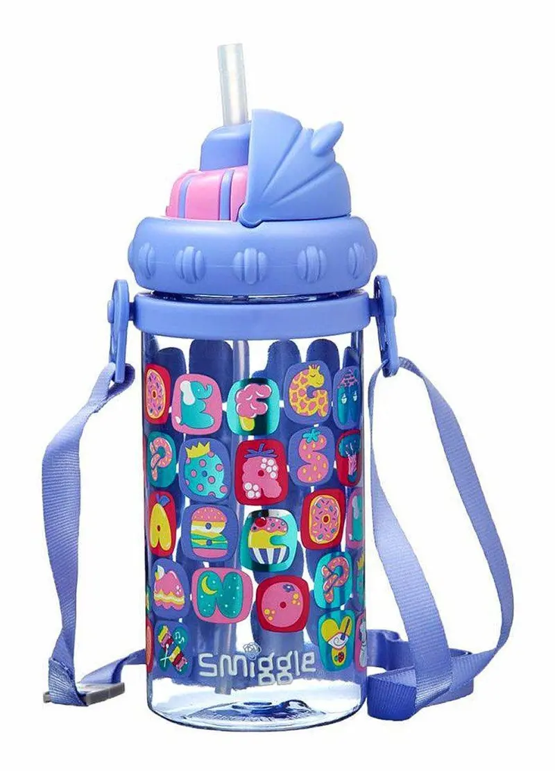 Smiggle Topsy Teeny Tiny Purple Drink Bottle With Carry Strap 1